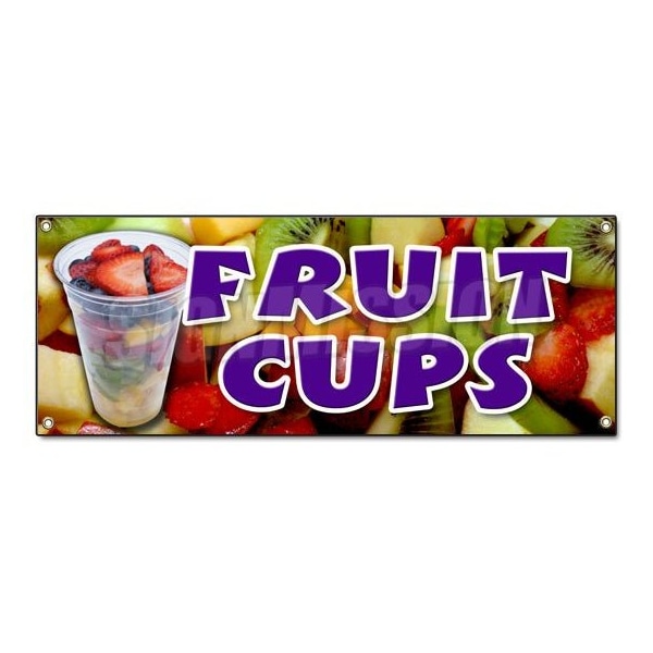Signmission FRUIT CUPS BANNER SIGN peaches pineapple orange fruit cocktial salad syrup berry B-Fruit Cups - main